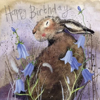 Přání v obálce Hare and Bluebell,od ALEX CLARK 14*14 cm