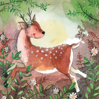 Přání v obálce Forest Deer, srneček od ALEX CLARK 14*14 cm