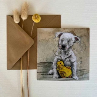 Přání v obálce Puppy and Toy, Pejsci od Alex Clark 14*14 cm