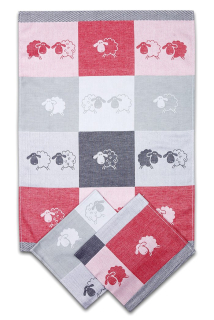 Kuchyňská utěrka Ovečky - modrá kostka, egyptská bavlna