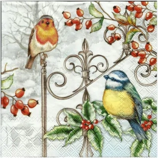 Ubrousky Červenka a Sýkorka, 33 x 33 cm