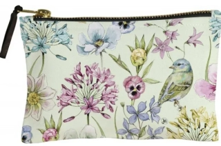 Kosmetická taštička Ptáček s květinami, 18x12 cm