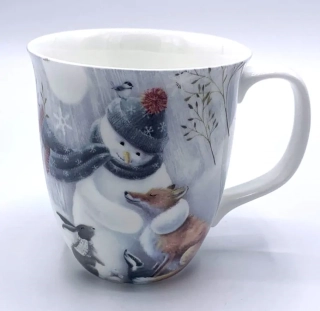 Hrnek, kostní porcelán Sněhulák se zvířátky 375 ml