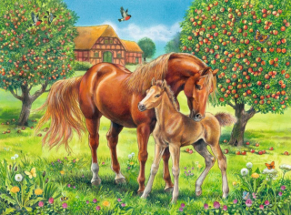 Puzzle RAVENSBURGER Klisna s hříbětem 100 XXl dílků