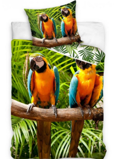 Bavlněné povlečení Papoušci  3D  Ara Ararauna