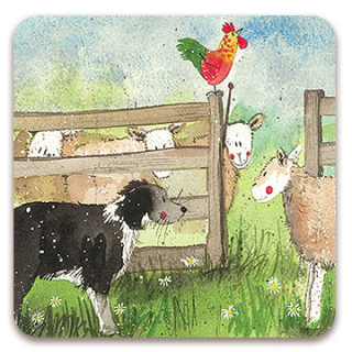 Podložka, podtácek Round Up Collie Dog & sheep, Alex Clark