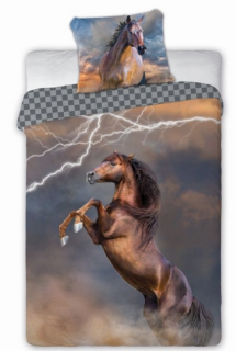 Bavlněné povlečení 3D, Kůň Blesk, 140x200 cm a 70x90 cm 