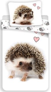 Bavlněné povlečení 3D  Ježeček a srdíčka, 140x200 cm a 70x90 cm 