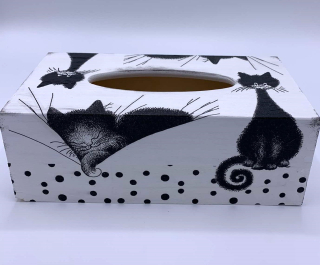 Krabička na kapesníky s kočkami na puntíku RETRO