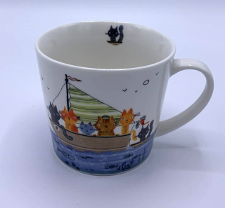 Porcelánový hrnek velký, Kočky na plachetnici 610 ml