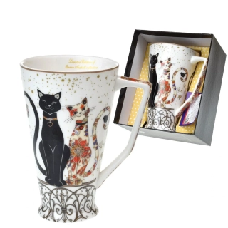 Porcelánový hrnek latté, Královské Kočky I,  500 ml