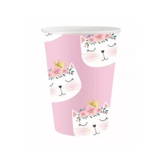 Párty kelímek Kočka s květinami 250 ml, sada 6 ks