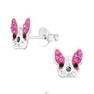 Stříbrné puzetové náušnice Pejsek Buldoček  S47324