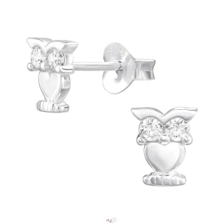 Stříbrné puzetové náušnice Sova S46810
