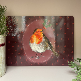 Korkové vánoční prostírání Robin and Holly - Alex Clark, 29 x 21,5 cm
