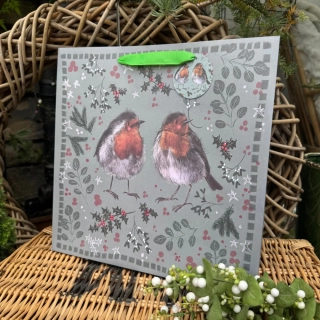 Dárková taška velká Christmas Robins 34 cm