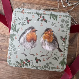 Dózička Festive Robins 14*14 cm, Alex Clark