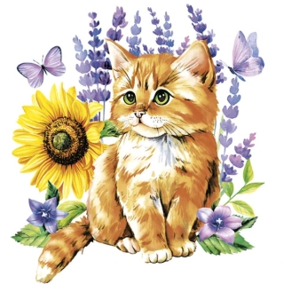 Ubrousky Kotě a Slunečnice, 33 x 33 cm