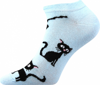 Ponožky krátké Piki modré, Černé kočky