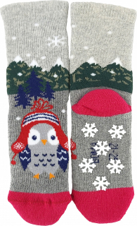 Ponožky Huhík ABS červené, Sovičky